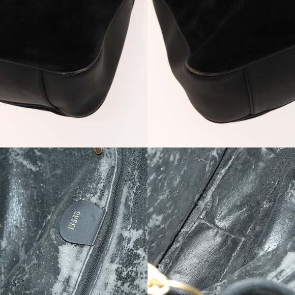 GUCCI Bamboo Shoulder Bag Suede Black Gold 01 1705 01 1705 - Picture 11 of 12